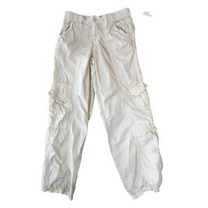 BDG Y2K Cargo Pants Khaki Cream Low-Rise Elastic Waist Wide Leg S